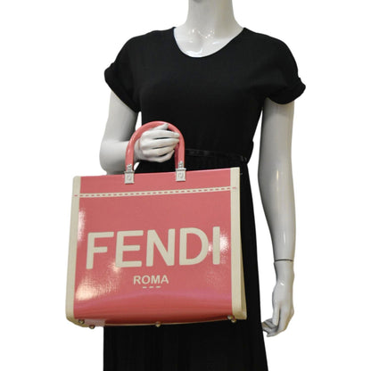 Fendi Sunshine Leather Red Tote Bag Style 26