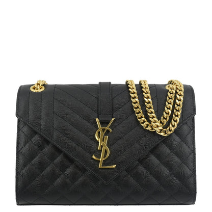 Saint Laurent Envelope Leather Black Shoulder Bag Style 19