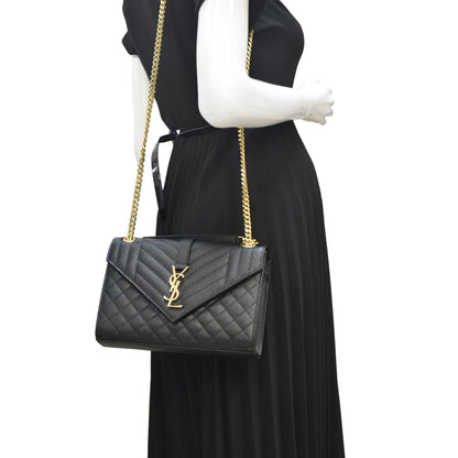 Saint Laurent Envelope Leather Black Shoulder Bag Style 19