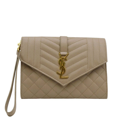 Saint Laurent Envelope Leather Beige Shoulder Bag Style 2