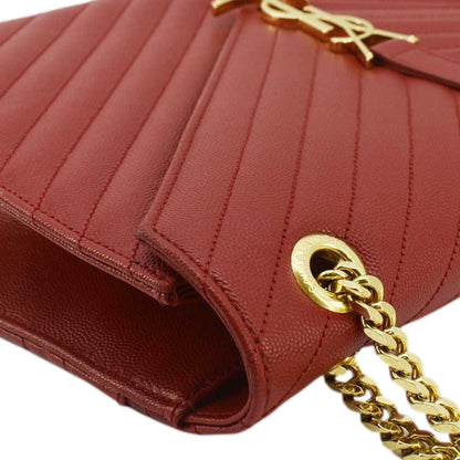 Saint Laurent Envelope Leather Red Shoulder Bag Style 15
