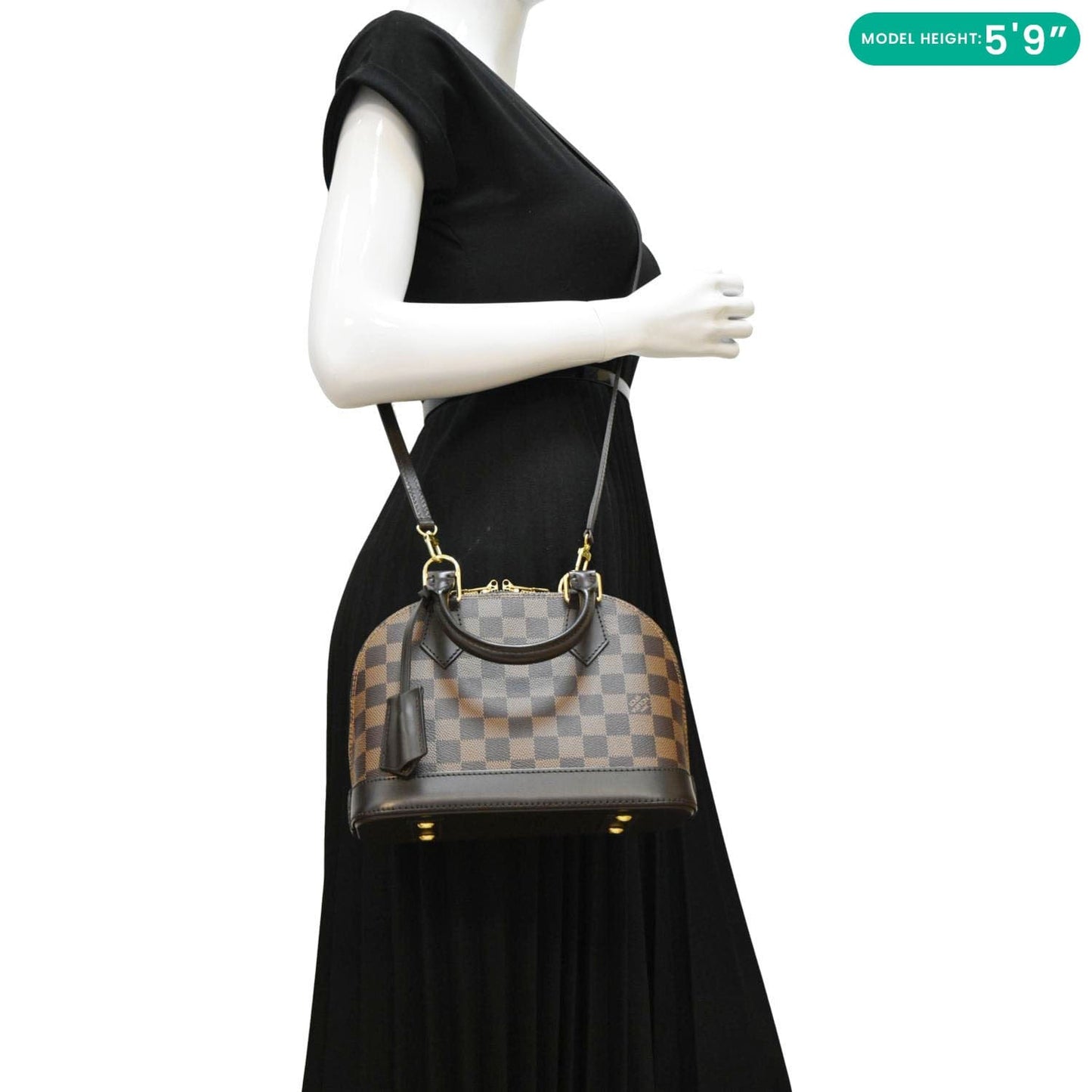 LOUIS VUITTON Alma BB Damier Ebene Satchel Bag Brown