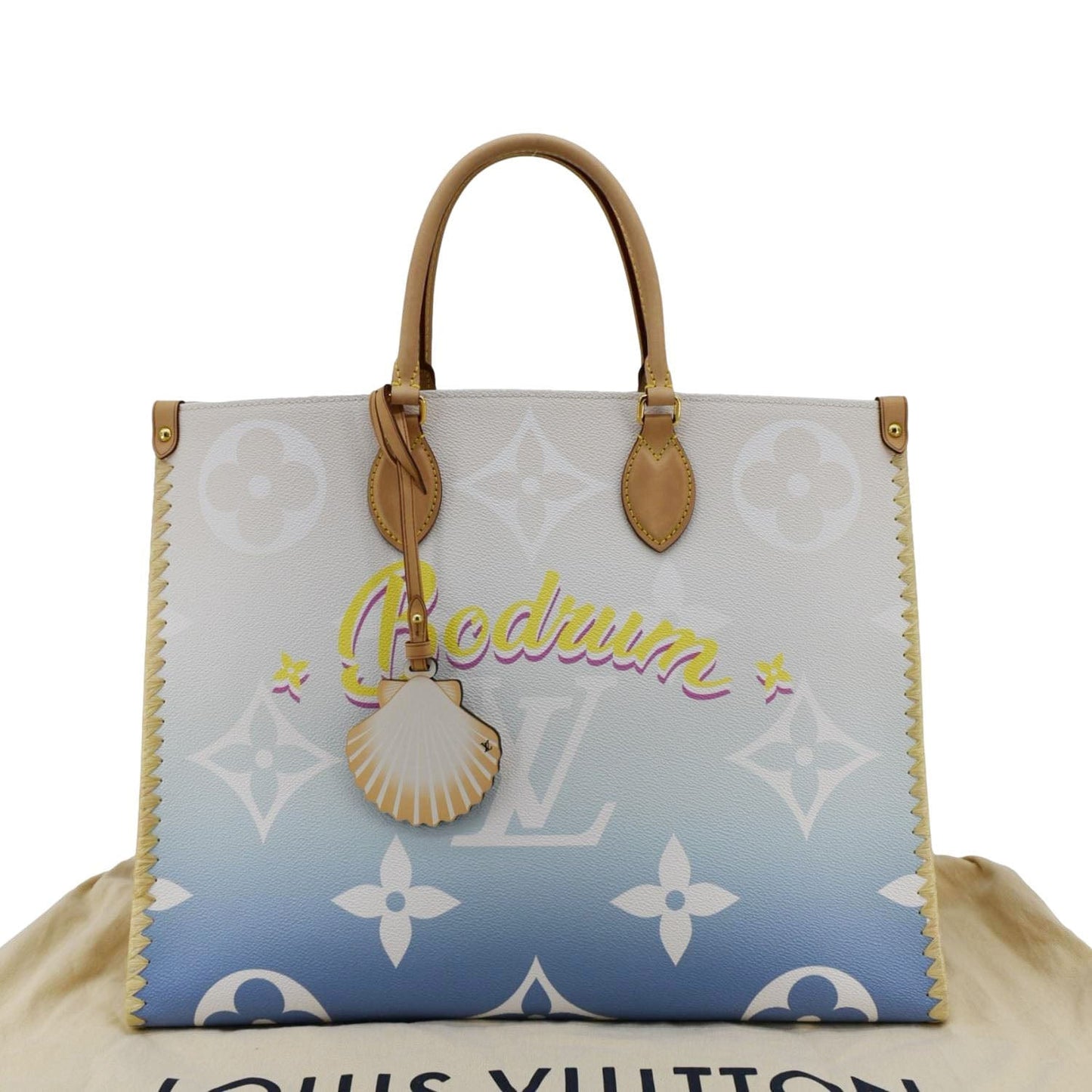 LOUIS VUITTON Onthego GM By The Pool Raffia Portofino Canvas Tote Bag Multicolor