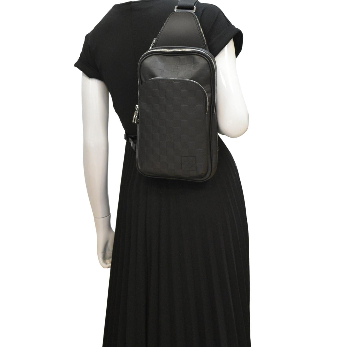 LOUIS VUITTON Avenue Sling Damier Infini Leather Backpack Bag Black