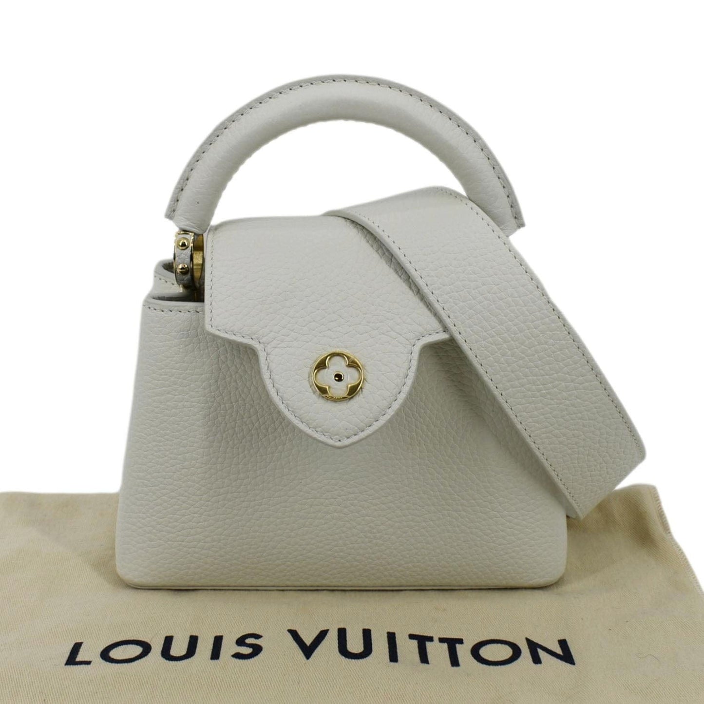 LOUIS VUITTON Capucine Mini Taurillon Leather Crossbody Bag Snow