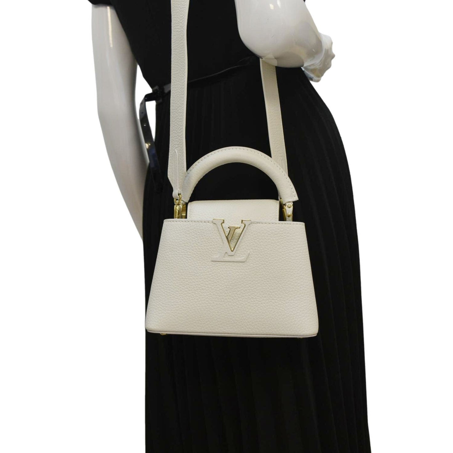 LOUIS VUITTON Capucine Mini Taurillon Leather Crossbody Bag Snow