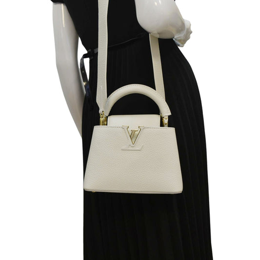 LOUIS VUITTON Capucine Mini Taurillon Leather Crossbody Bag Snow