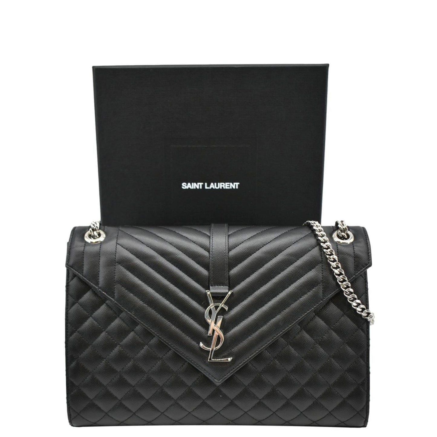 Saint Laurent Envelope Leather Black Shoulder Bag Style 23