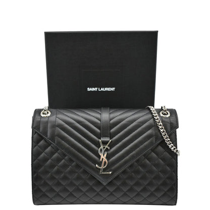 Saint Laurent Envelope Leather Black Shoulder Bag Style 23