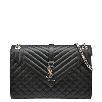 Saint Laurent Envelope Leather Black Shoulder Bag Style 23