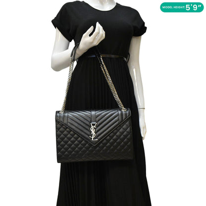 Saint Laurent Envelope Leather Black Shoulder Bag Style 23