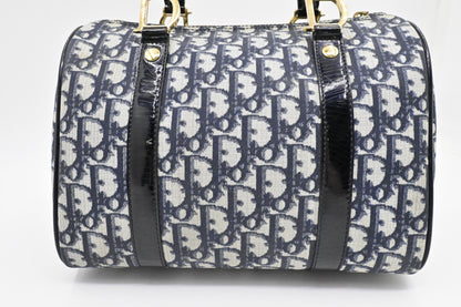 Dior Boston Bag in Blue Oblique Coated Canvas