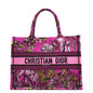 CHRISTIAN DIOR Medium Book Oblique Embroidered Canvas Tote Bag Pink