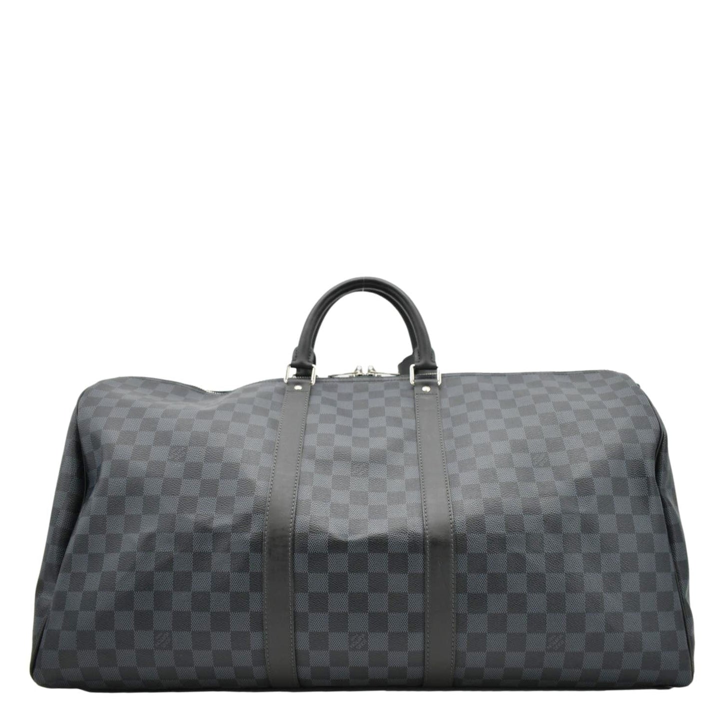 LOUIS VUITTON Keepall 55 Bandouliere Damier Cobalt Travel Bag Black