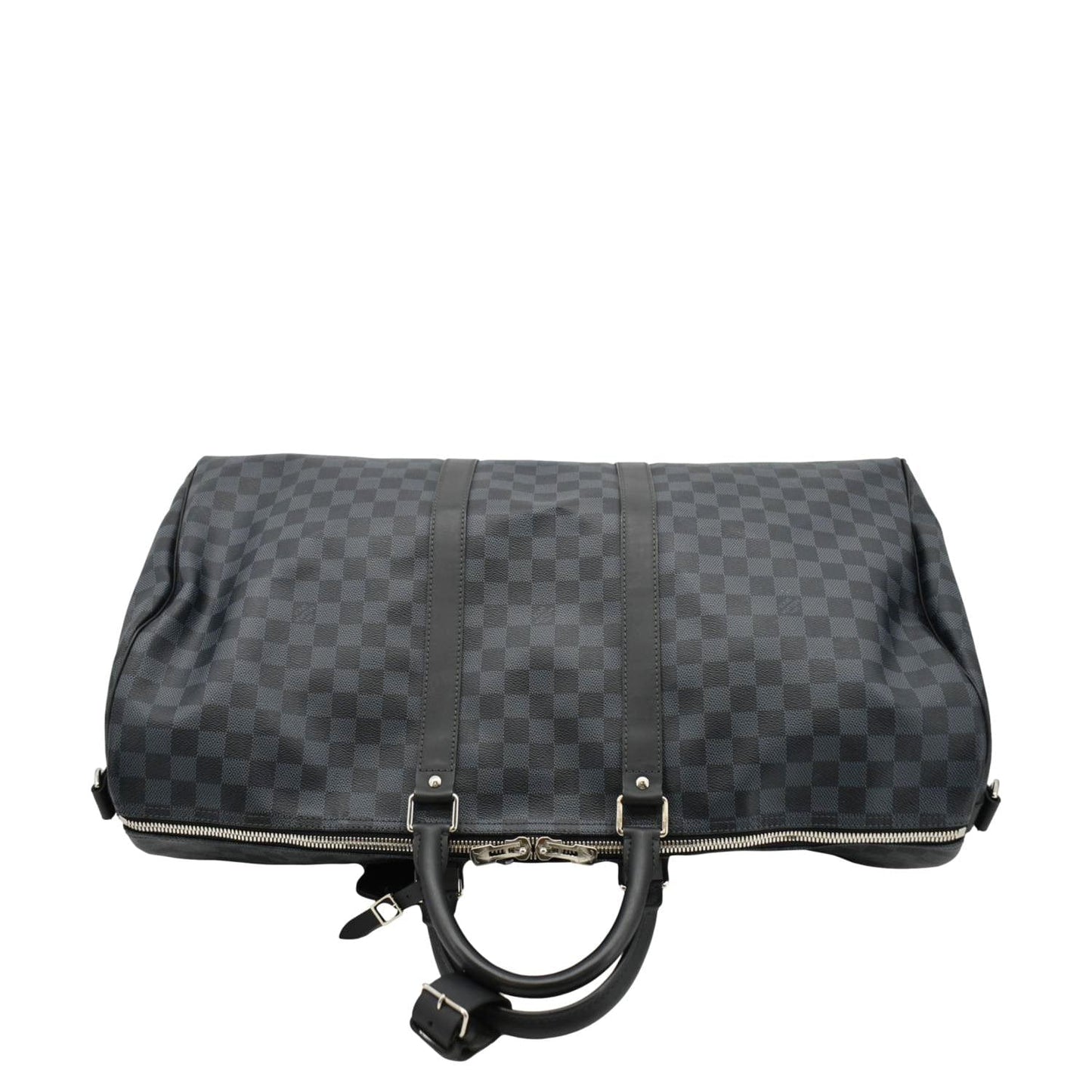 LOUIS VUITTON Keepall 55 Bandouliere Damier Cobalt Travel Bag Black