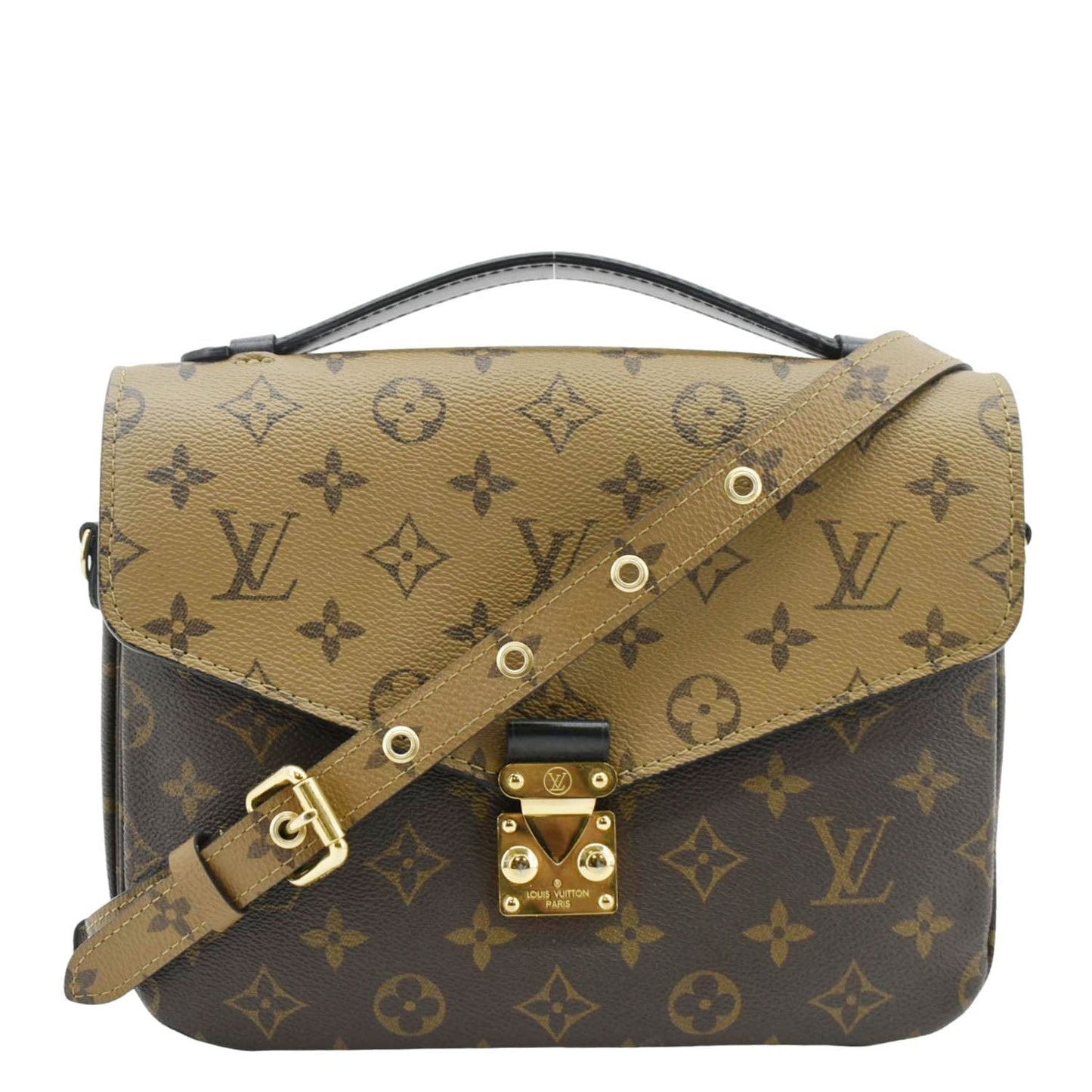 LOUIS VUITTON Metis Pochette Reverse Monogram Canvas Crossbody Bag Brown