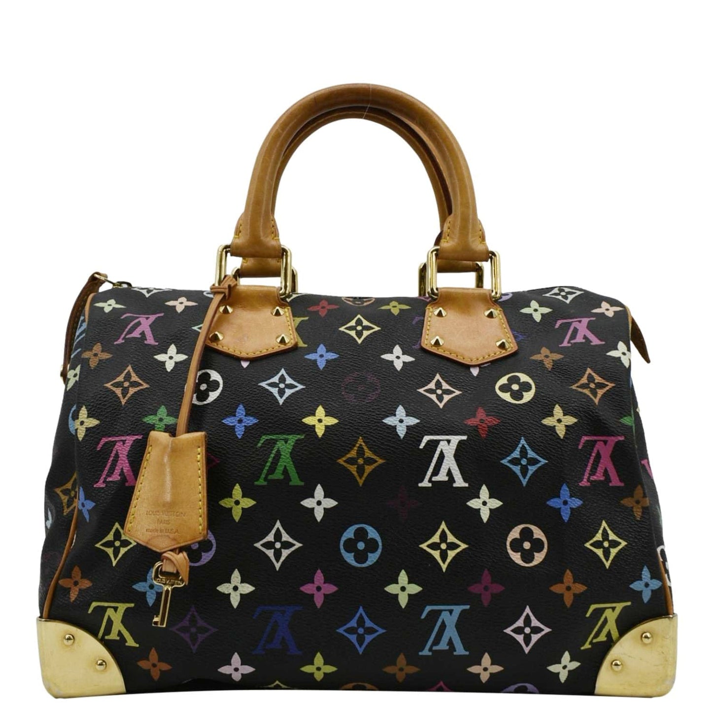 LOUIS VUITTON 30 Monogram Multicolor Satchel Bag Black