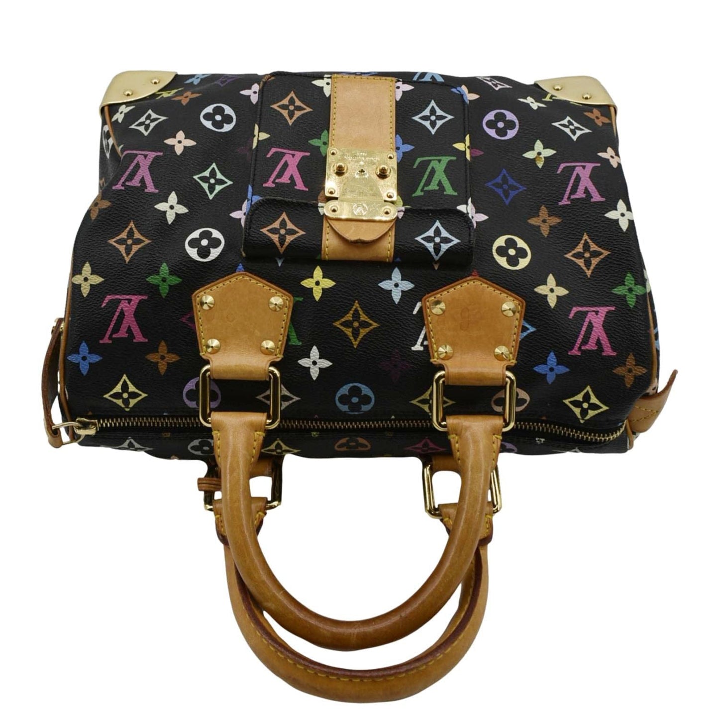 LOUIS VUITTON 30 Monogram Multicolor Satchel Bag Black