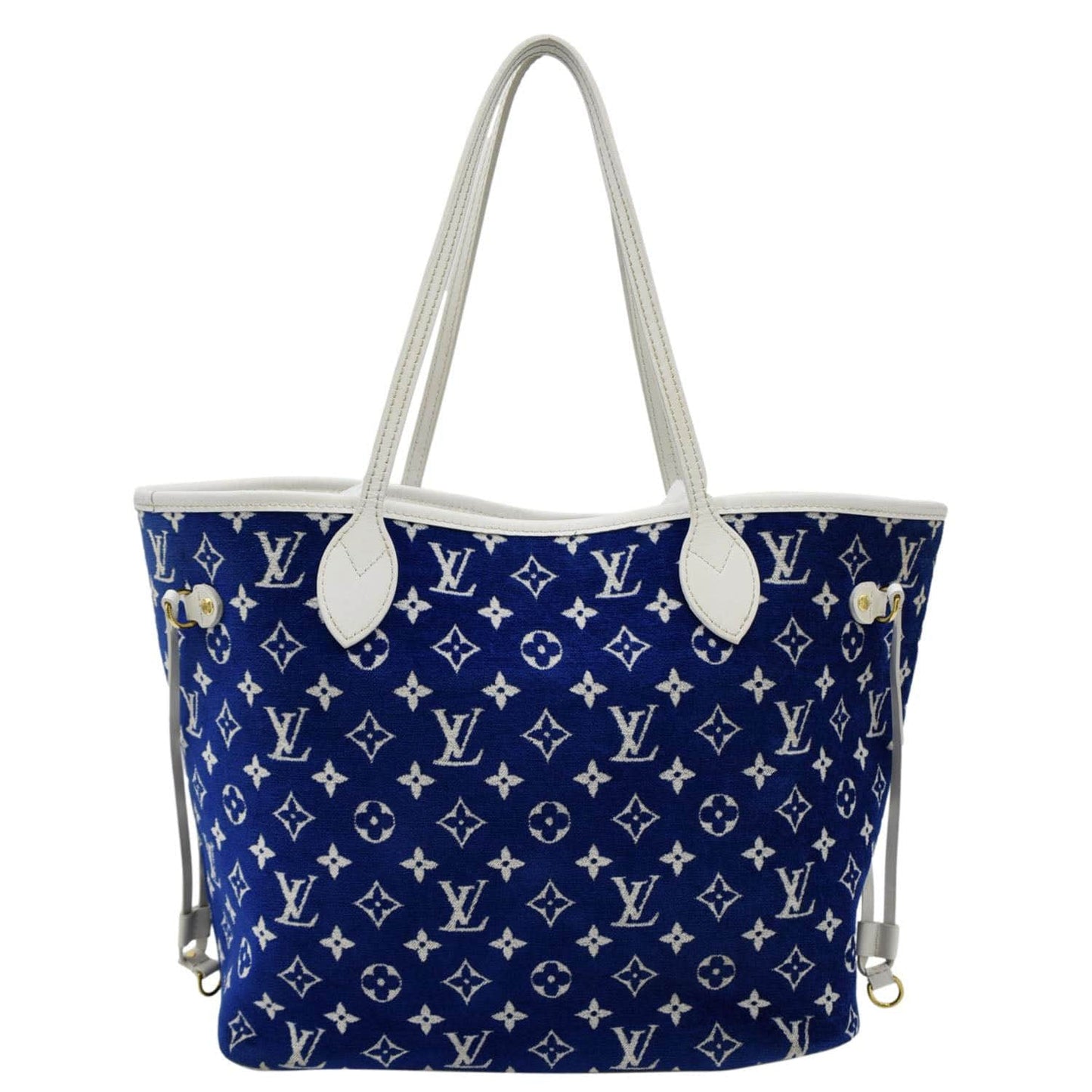LOUIS VUITTON Neverfull MM Jacquard Velvet Monogram Shoulder Bag Blue