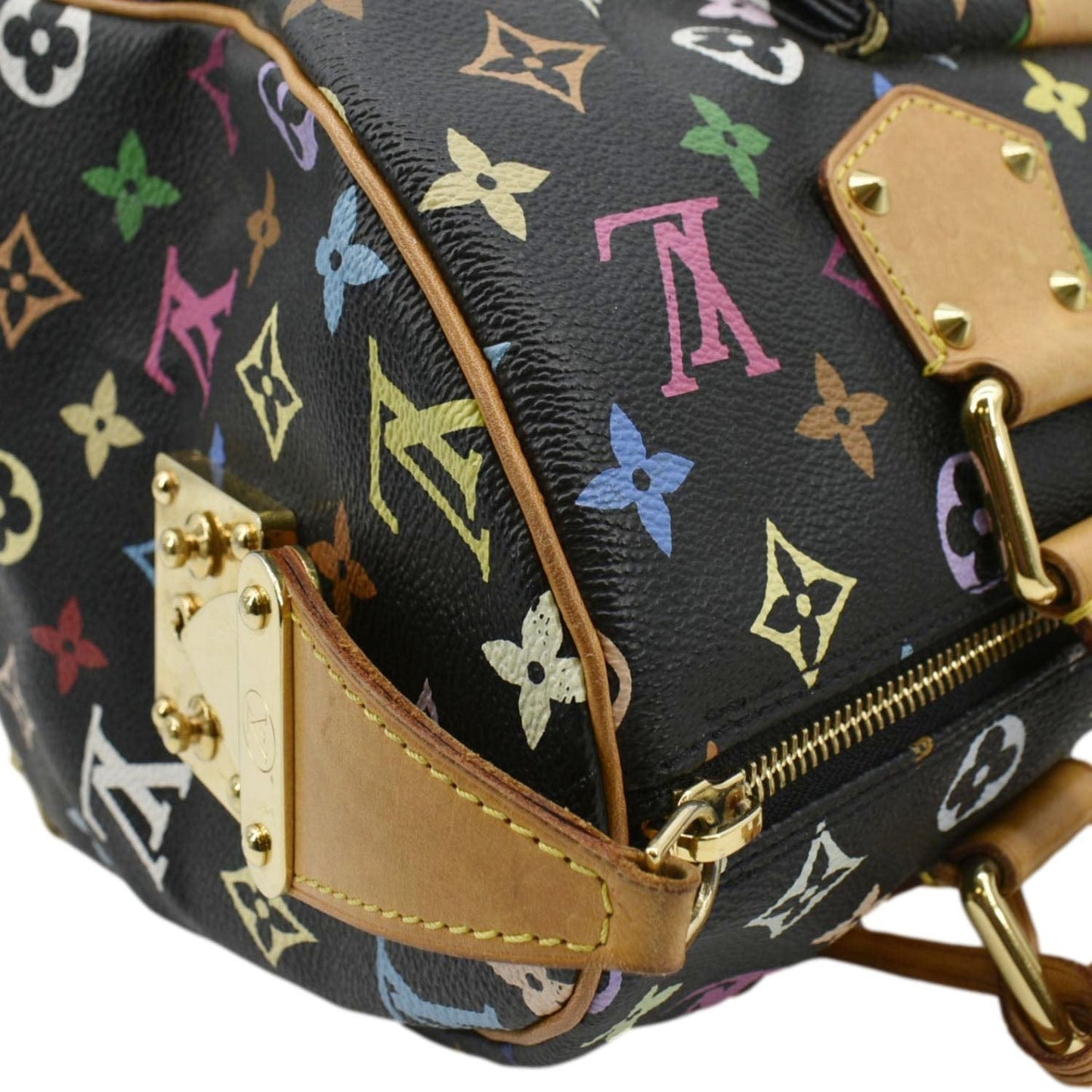 LOUIS VUITTON 30 Monogram Multicolor Satchel Bag Black