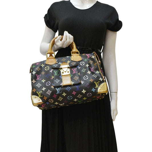LOUIS VUITTON 30 Monogram Multicolor Satchel Bag Black