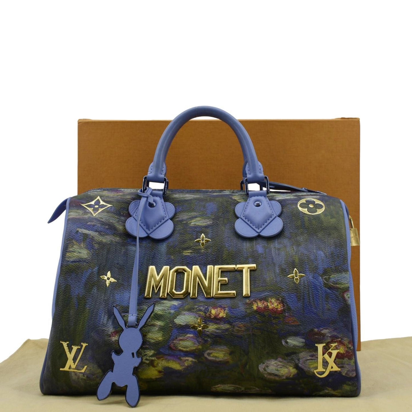 LOUIS VUITTON Masters Monet 30 Coated Canvas Satchel Bag Blue