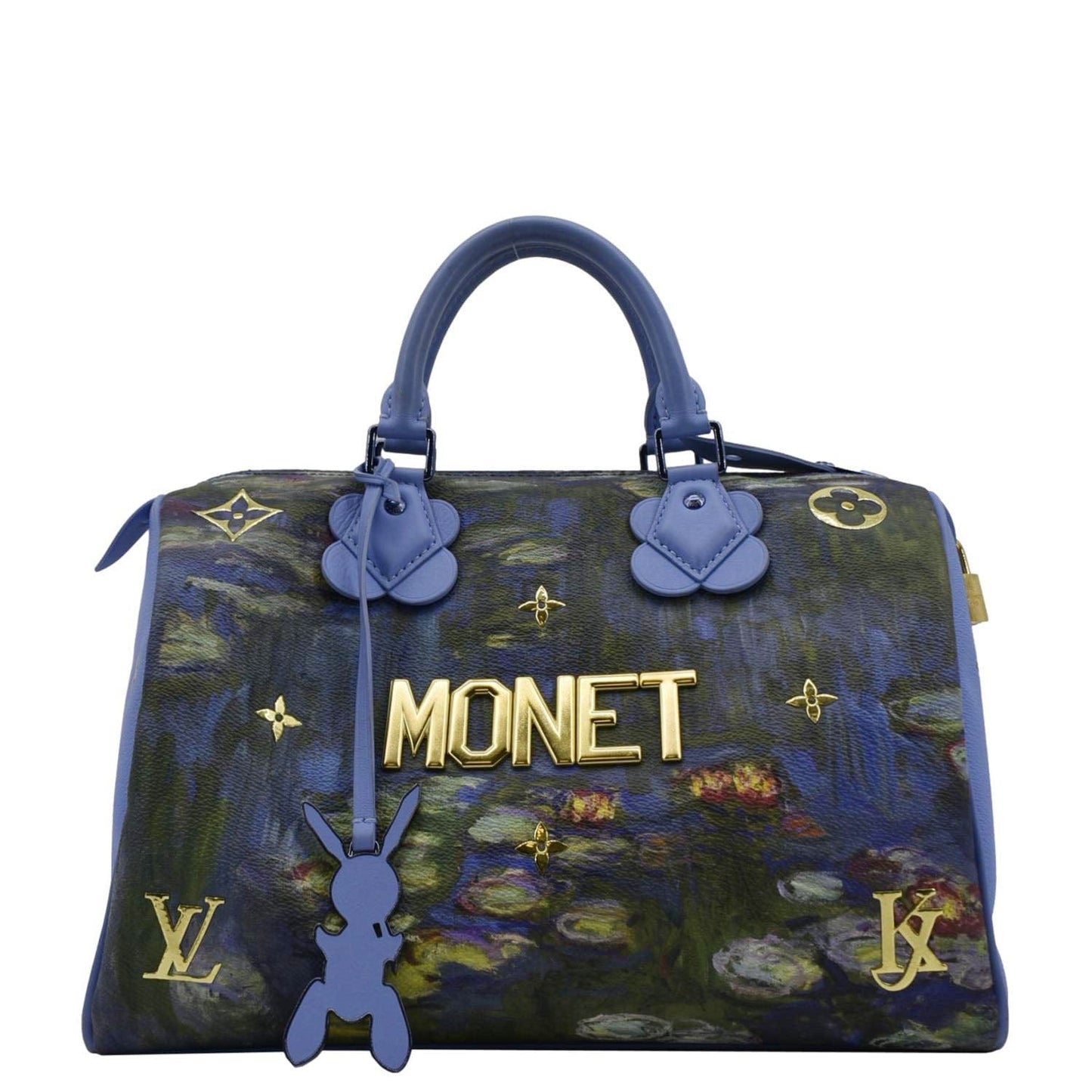 LOUIS VUITTON Masters Monet 30 Coated Canvas Satchel Bag Blue