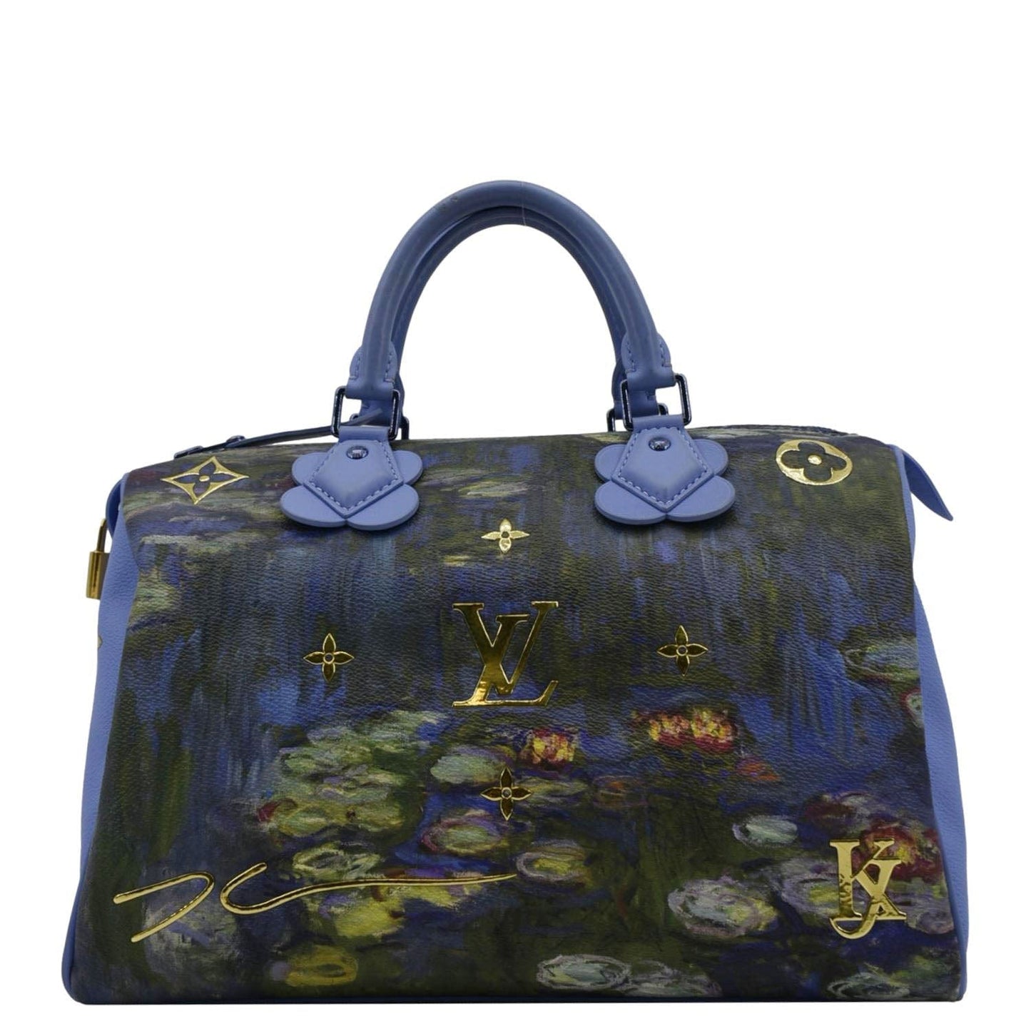 LOUIS VUITTON Masters Monet 30 Coated Canvas Satchel Bag Blue
