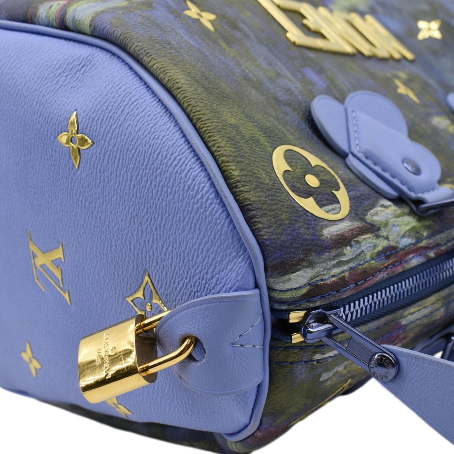 LOUIS VUITTON Masters Monet 30 Coated Canvas Satchel Bag Blue