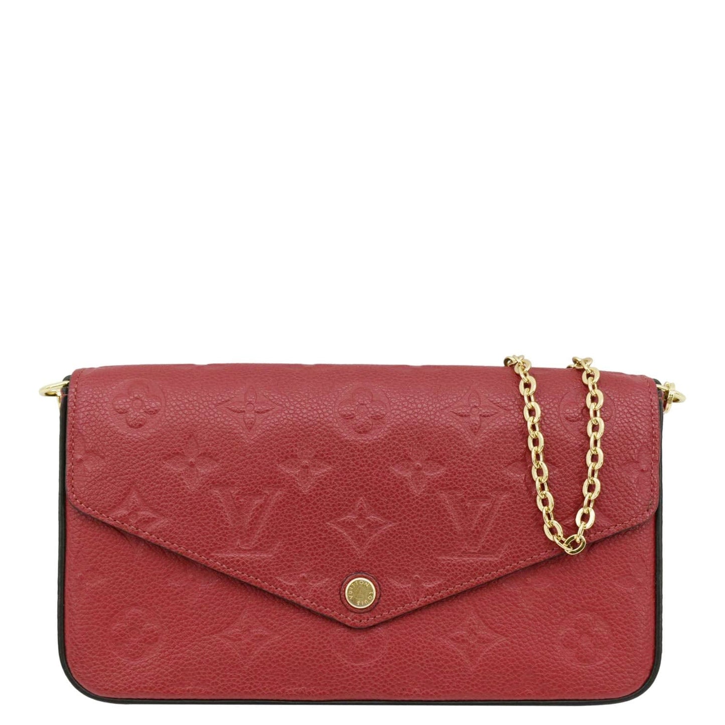 LOUIS VUITTON Felicie Monogram Empreinte Leather Pochette Crossbody Bag Red