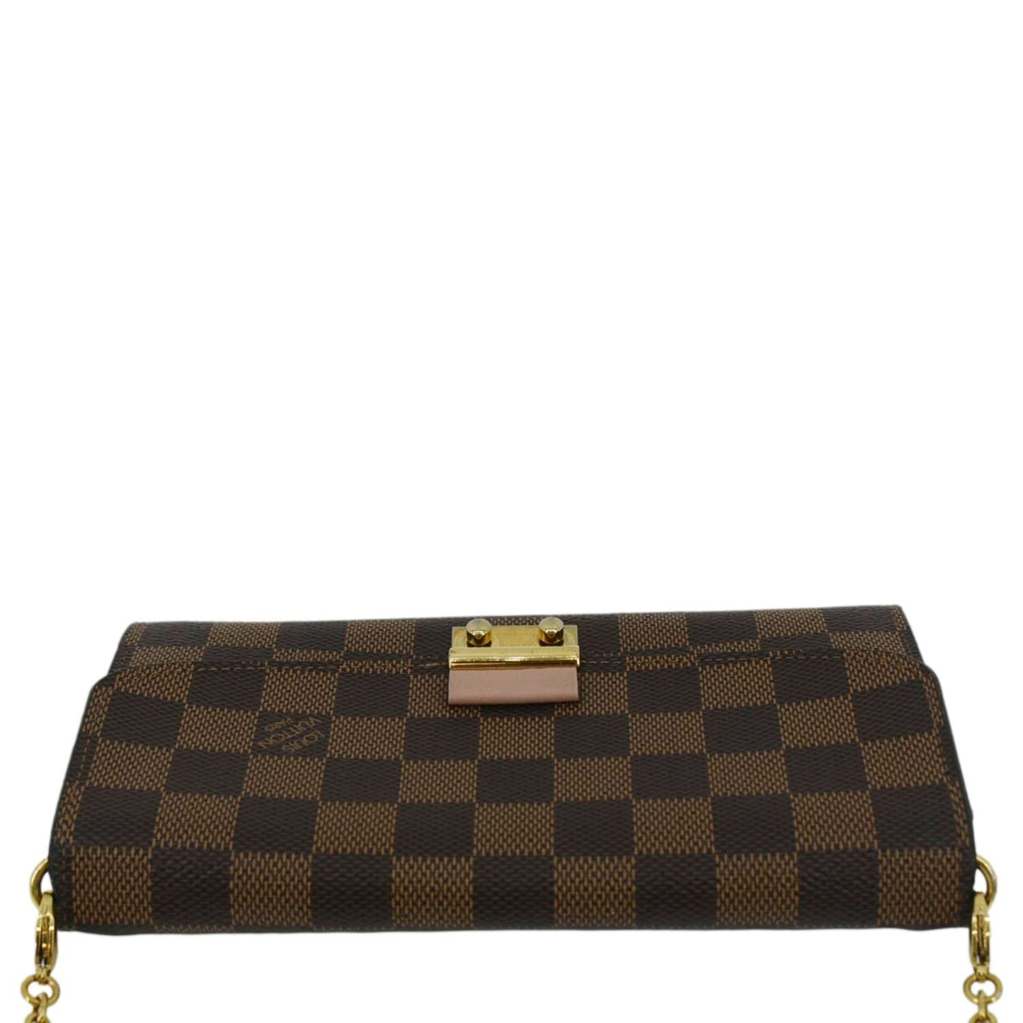LOUIS VUITTON Croisette Damier Ebene Crossbody Chain Wallet Brown