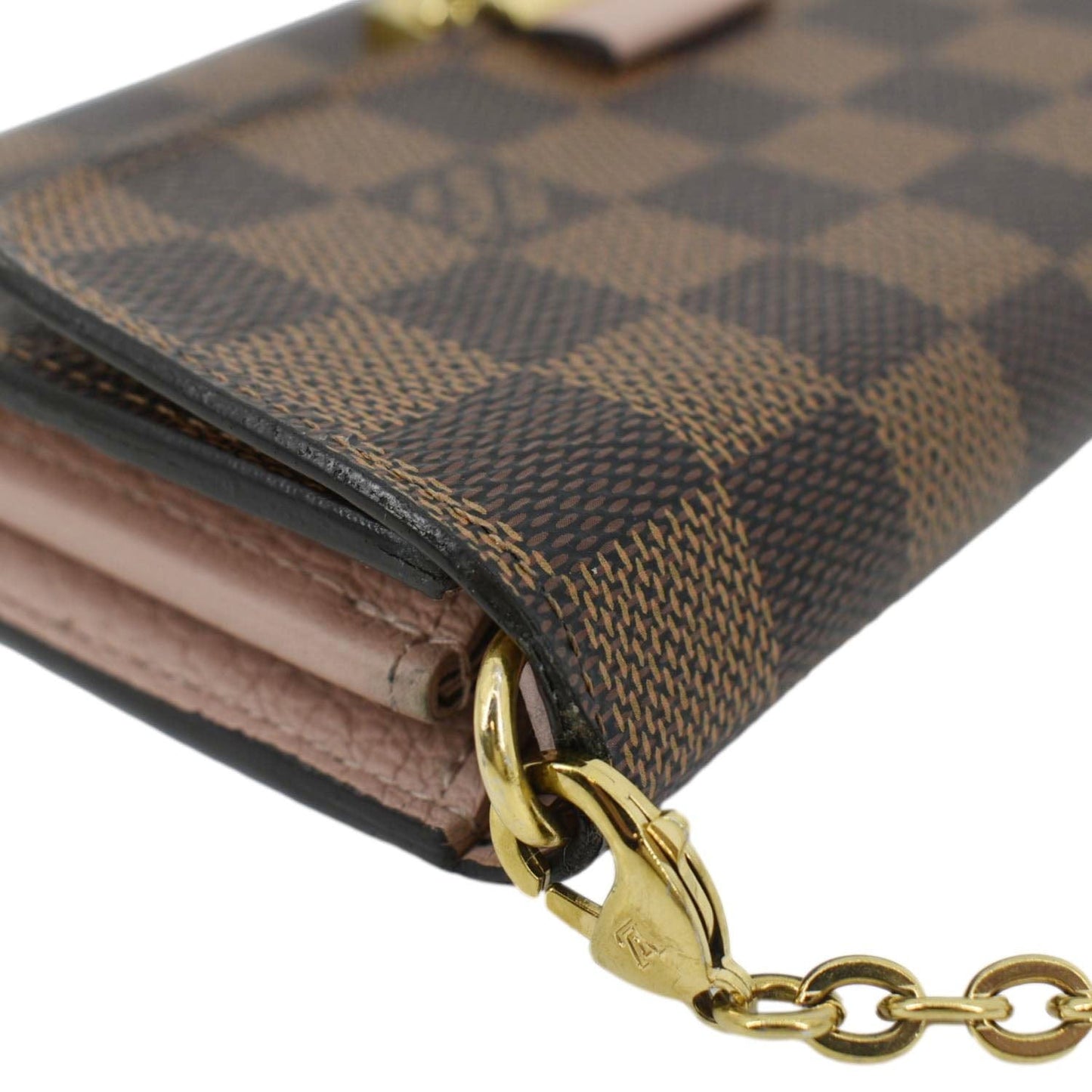LOUIS VUITTON Croisette Damier Ebene Crossbody Chain Wallet Brown