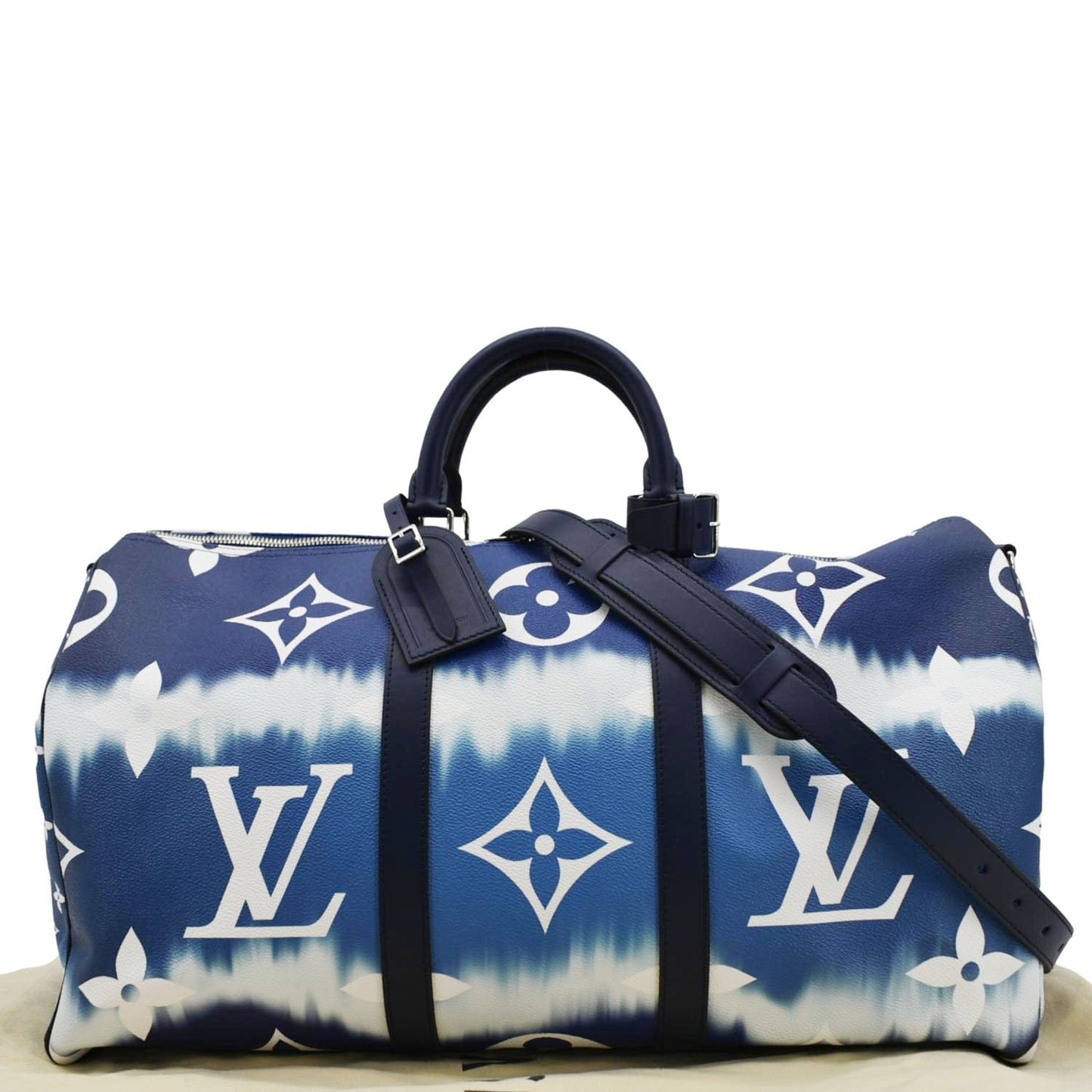 LOUIS VUITTON Keepall 50 Monogram Escale Bandouliere Canvas Travel Bag Blue
