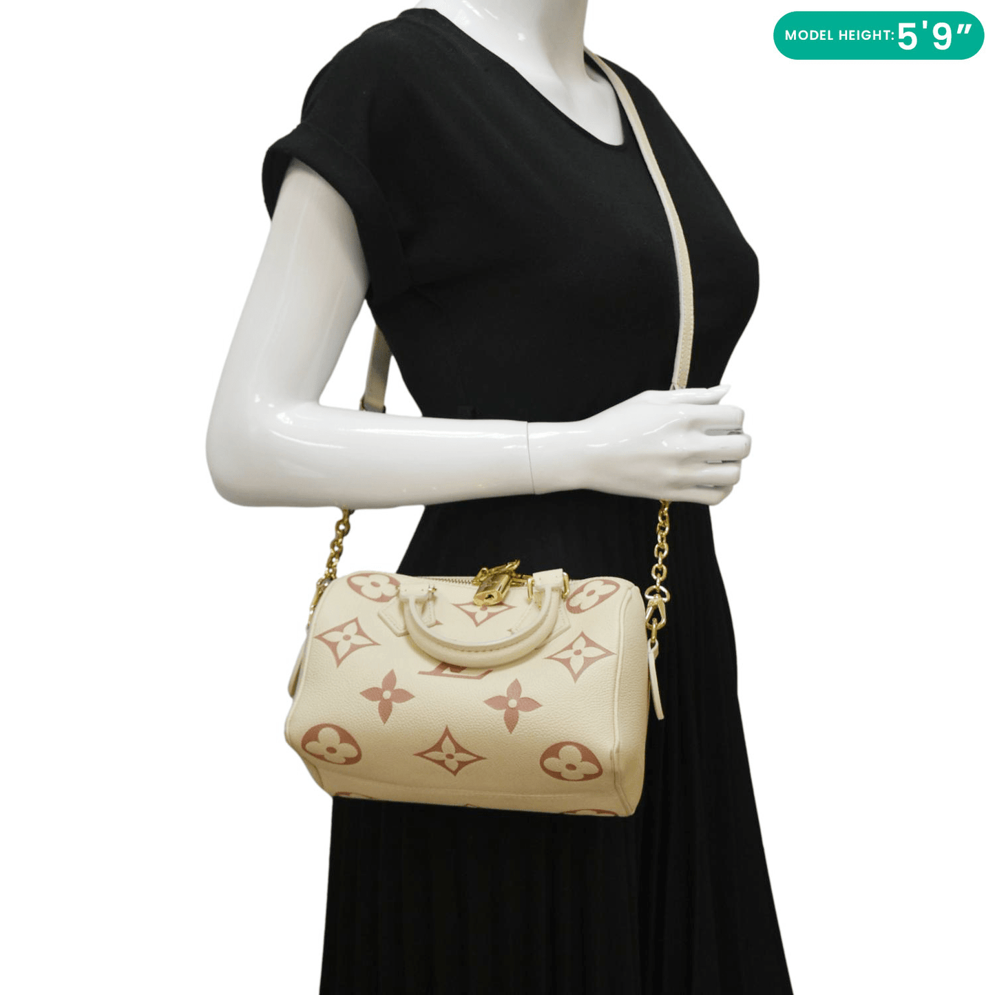 LOUIS VUITTON 20 Bandouliere Giant Monogram Empreinte Leather Shoulder Bag Cream