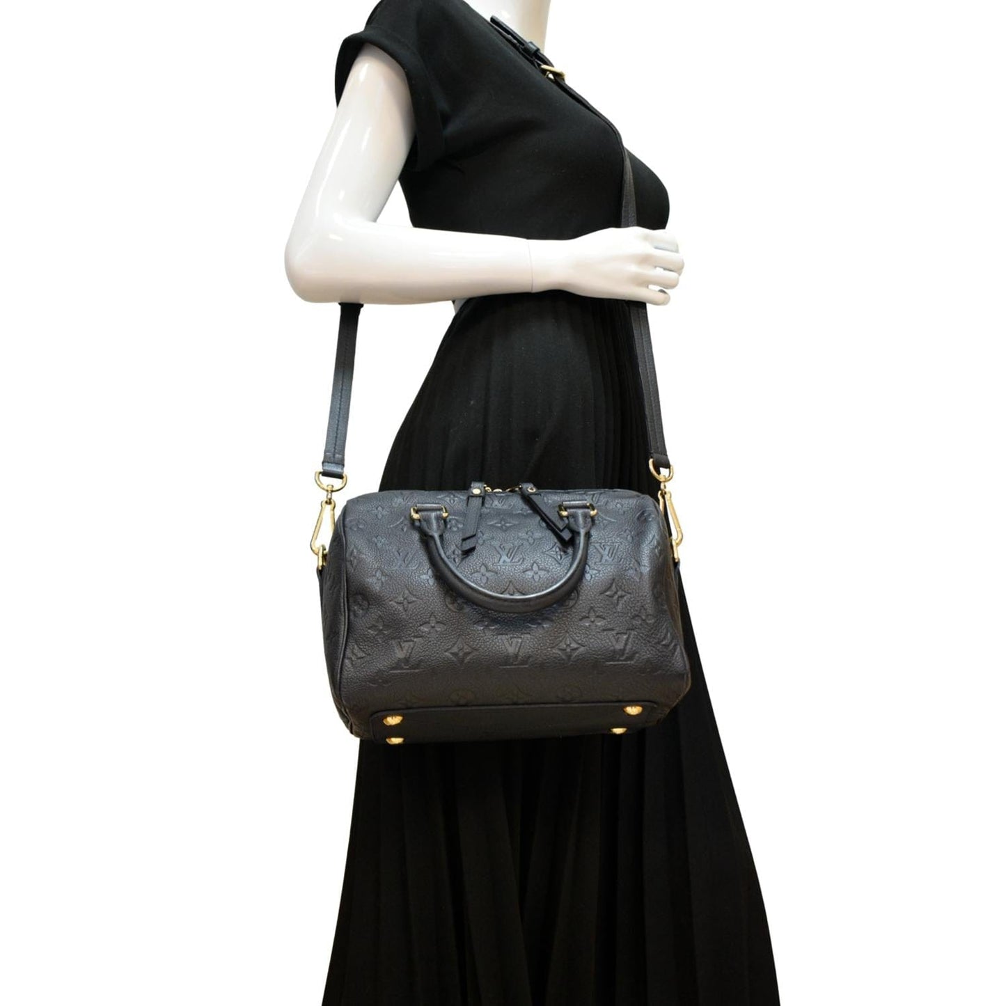 LOUIS VUITTON Bandouliere 25 Empreinte Leather Shoulder Bag Black