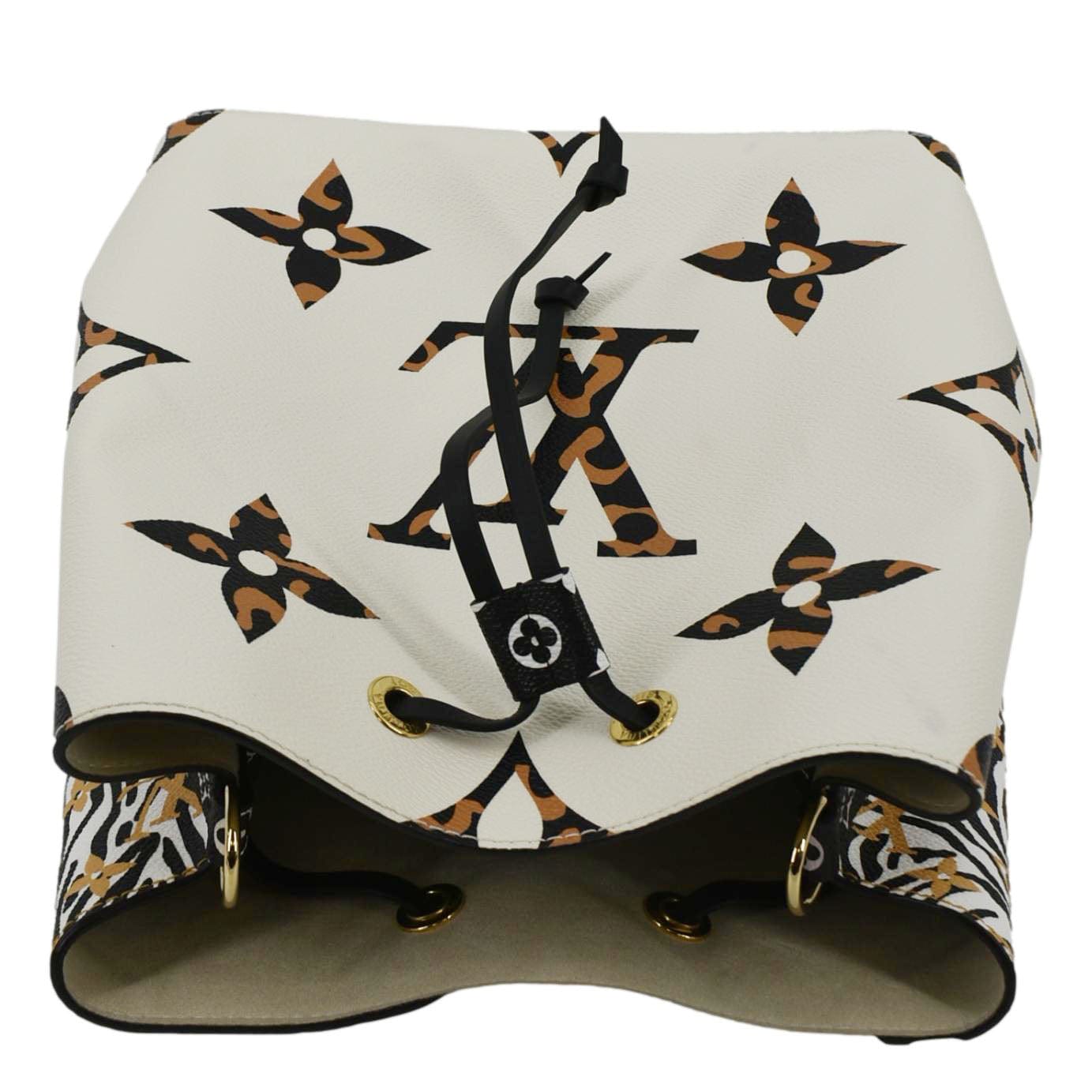 LOUIS VUITTON Neonoe Giant Jungle Canvas Shoulder Bucket Bag Ivory