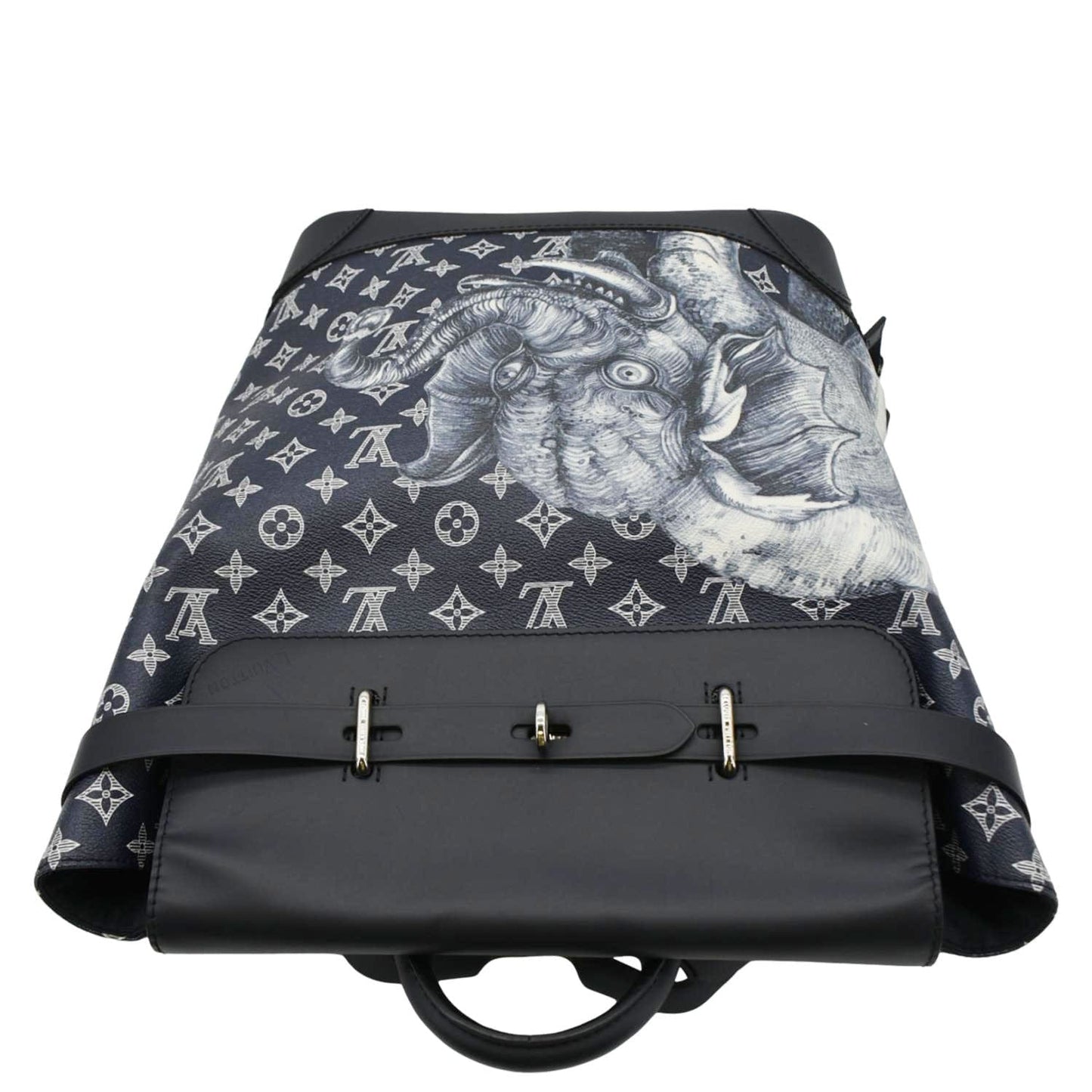LOUIS VUITTON Steamer Savane Monogram Chapman Canvas Backpack Bag Navy Blue
