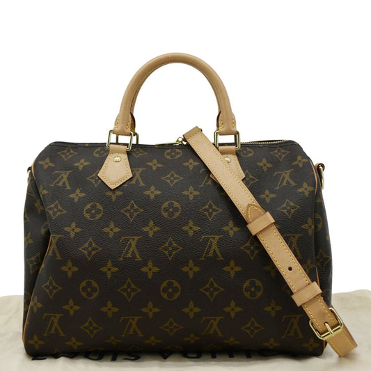 LOUIS VUITTON 30 Monogram Canvas Satchel Bag Brown