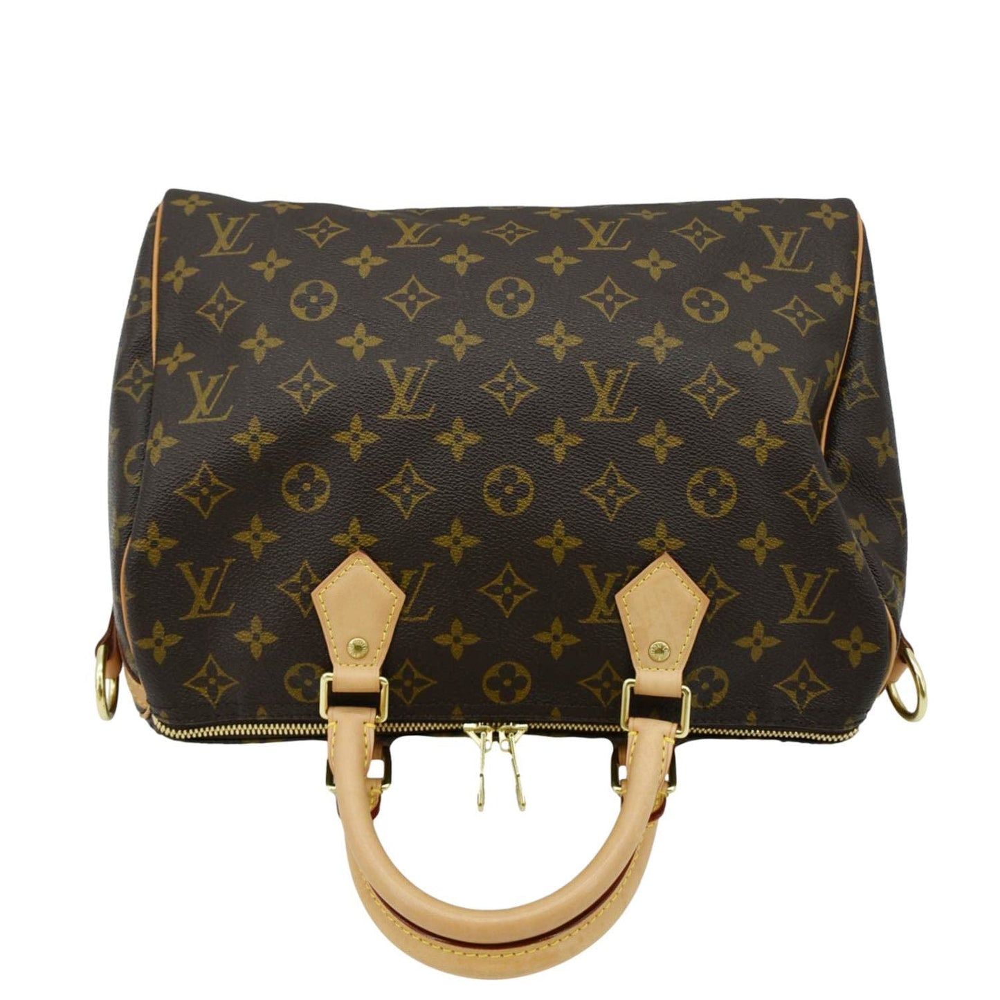 LOUIS VUITTON 30 Monogram Canvas Satchel Bag Brown