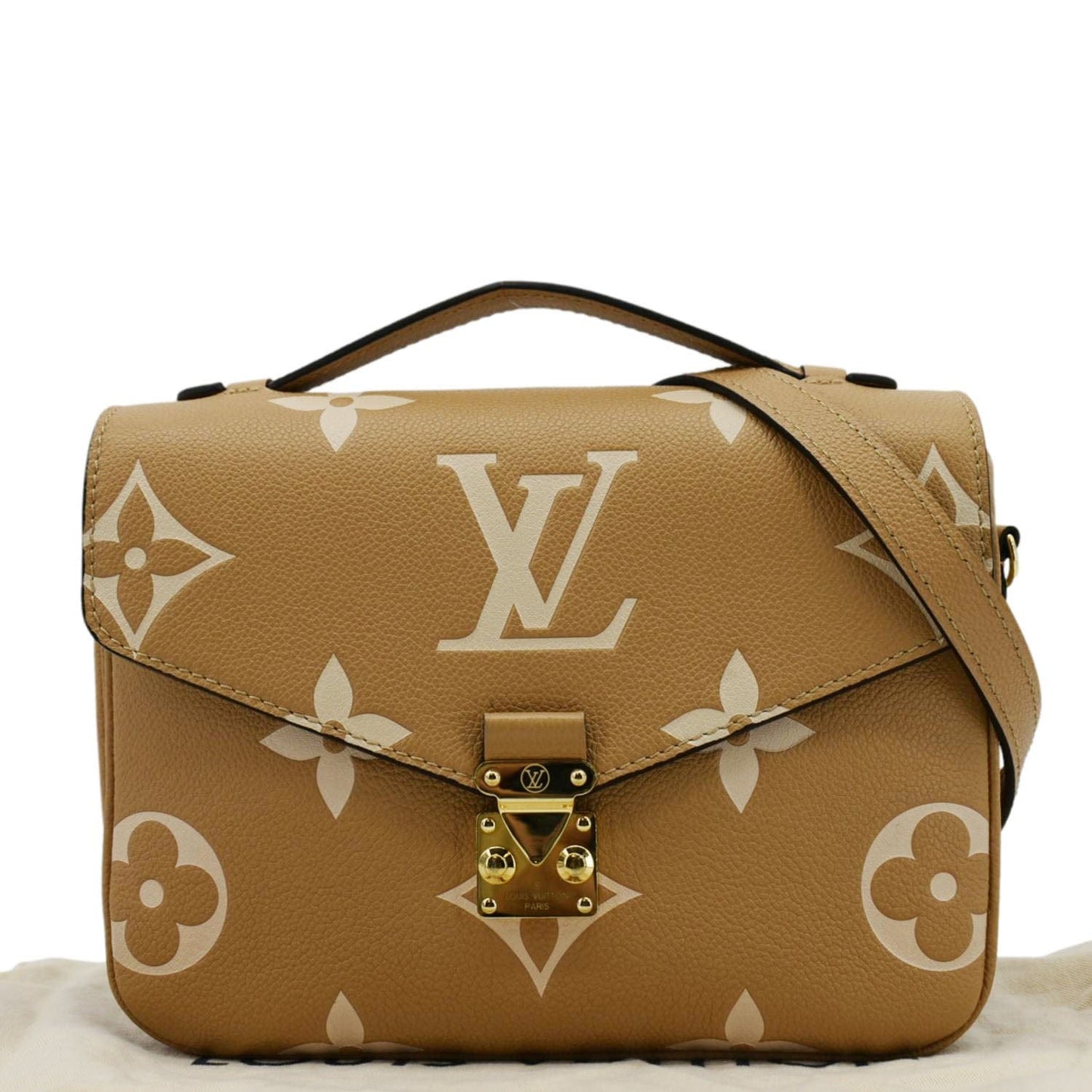 LOUIS VUITTON Metis Pochette Bicolor Monogram Empreinte Leather Crossbody Bag Mocha