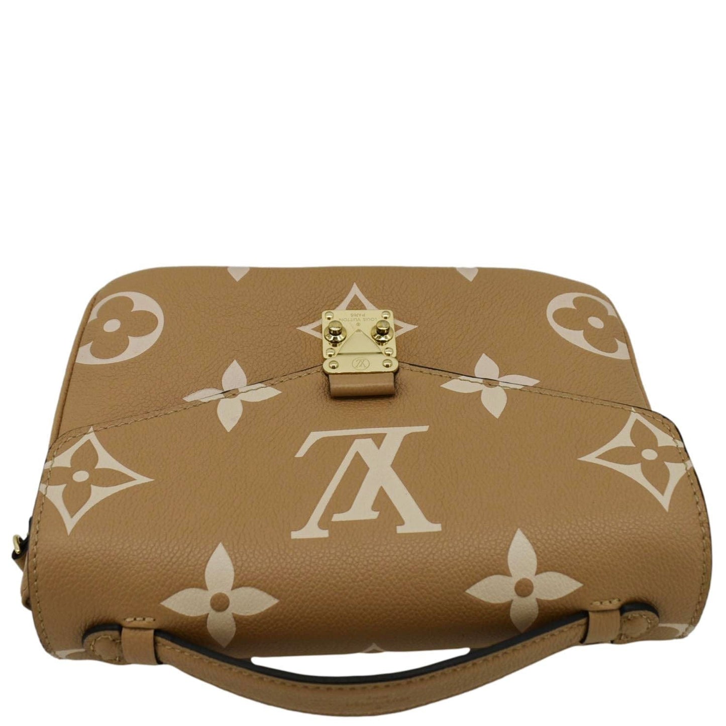 LOUIS VUITTON Metis Pochette Bicolor Monogram Empreinte Leather Crossbody Bag Mocha