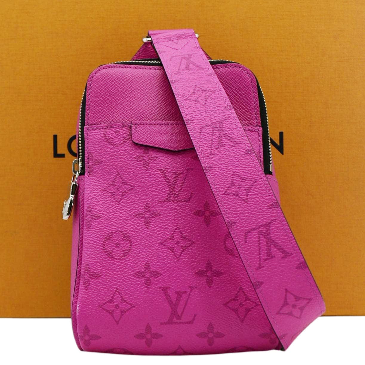 LOUIS VUITTON Outdoor Slingbag Monogram Taigarama Leather Crossbody Bag Fuchsia