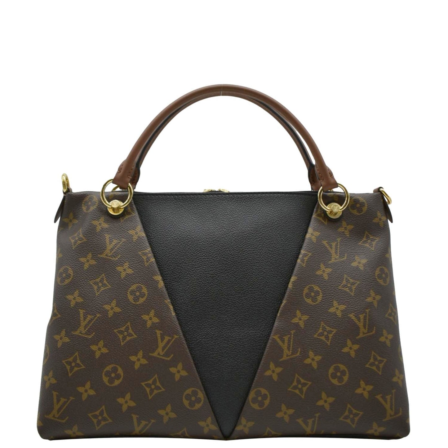 LOUIS VUITTON V Monogram Canvas Tote Shoulder Bag Brown