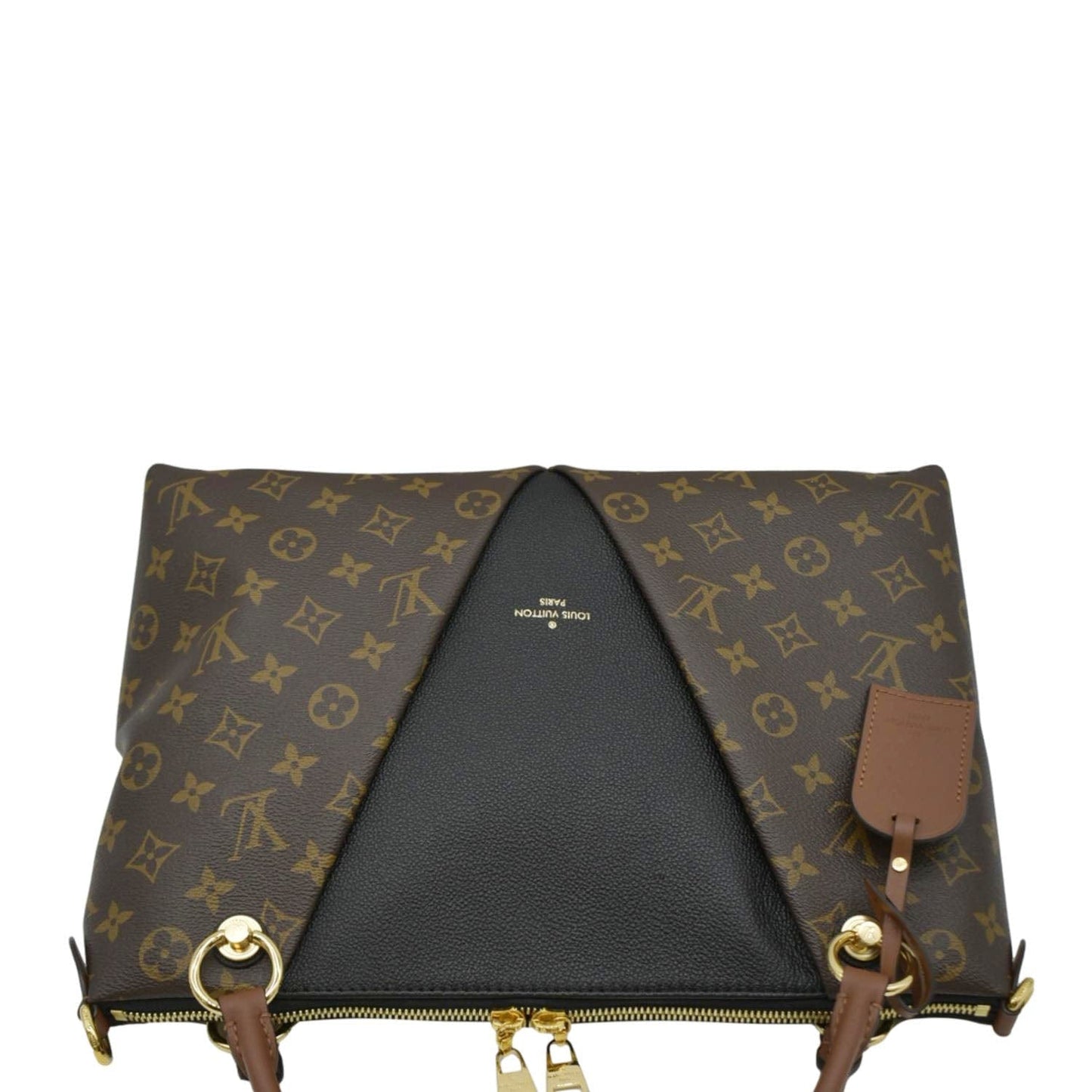 LOUIS VUITTON V Monogram Canvas Tote Shoulder Bag Brown
