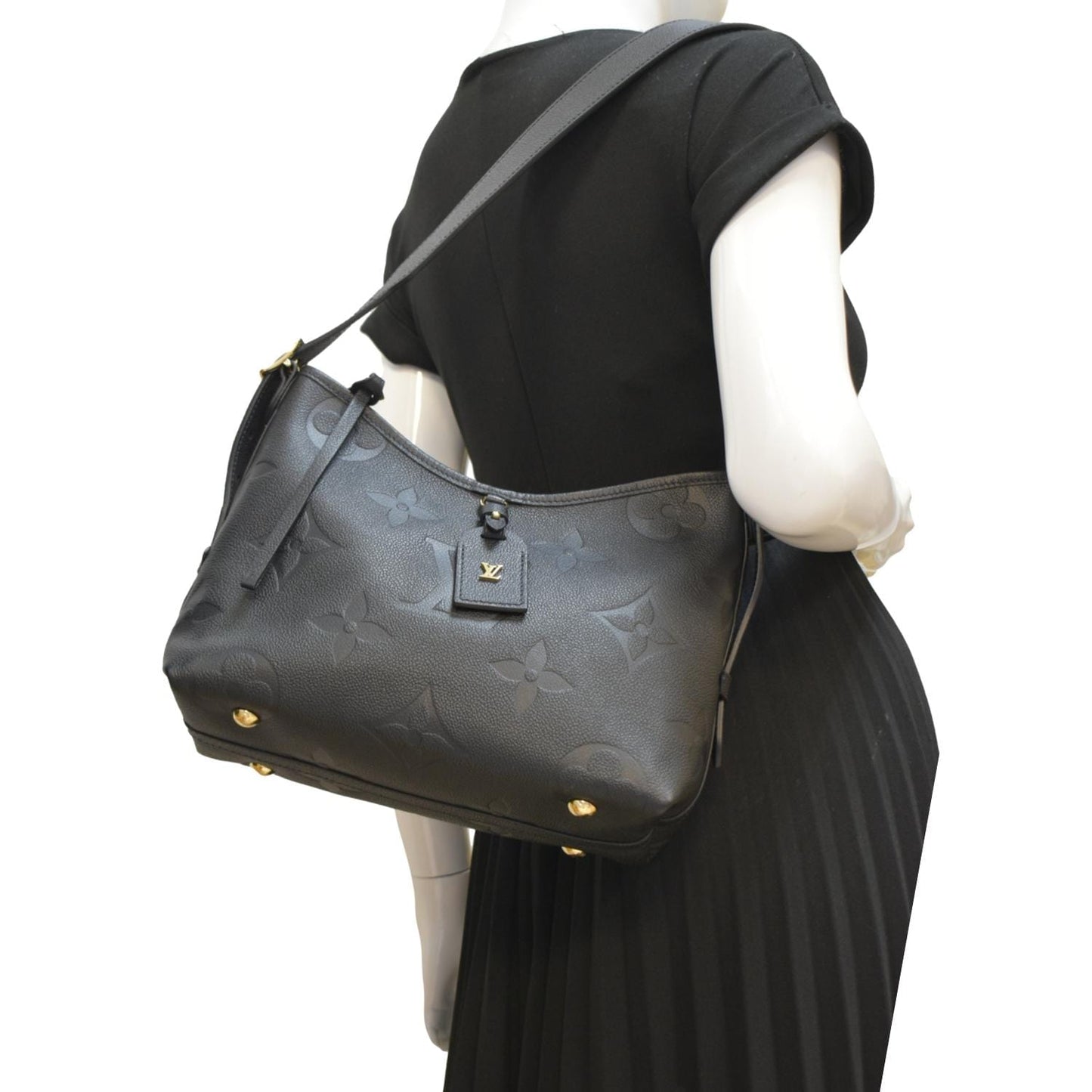 LOUIS VUITTON Carryall PM Monogram Empreinte Leather Shoulder Bag Black