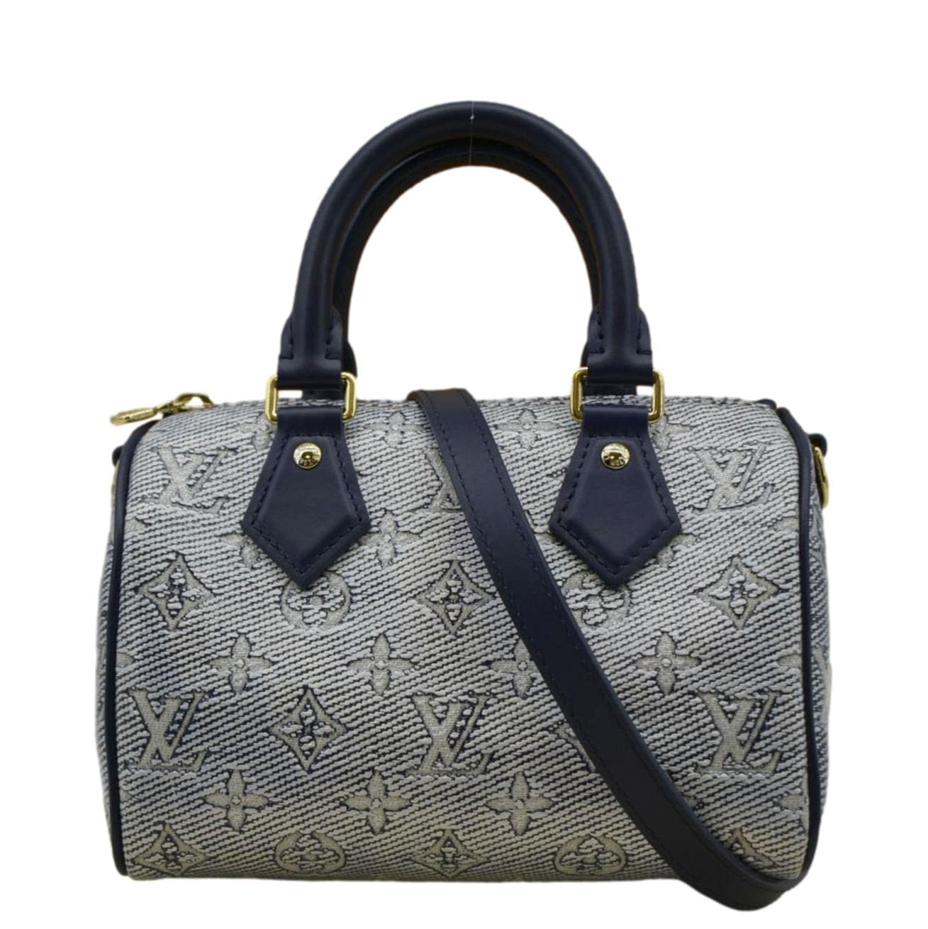 LOUIS VUITTON Monoglam Bandouliere 20 Jacquard Canvas Shoulder Bag Navy