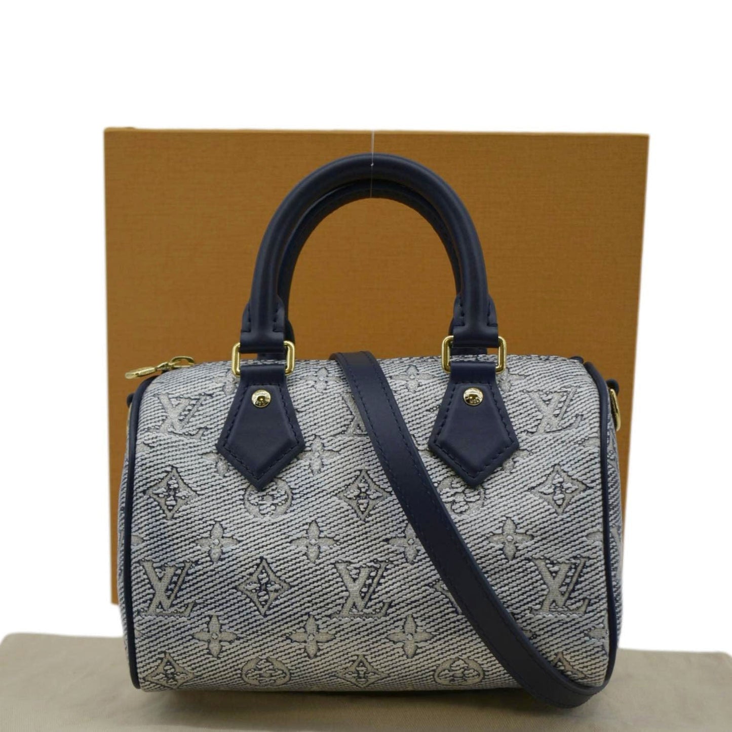 LOUIS VUITTON Monoglam Bandouliere 20 Jacquard Canvas Shoulder Bag Navy