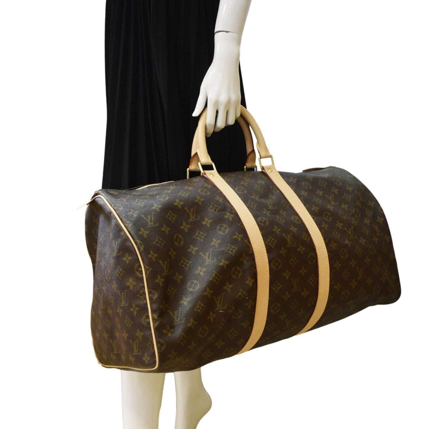 LOUIS VUITTON Keepall 55 Monogram Canvas Travel Bag Brown