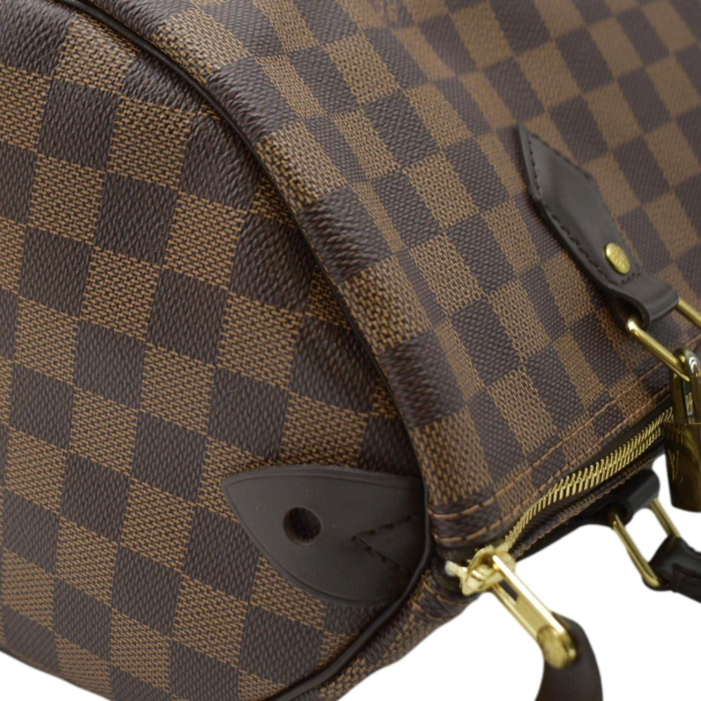 LOUIS VUITTON 30 Damier Ebene Satchel Bag Brown