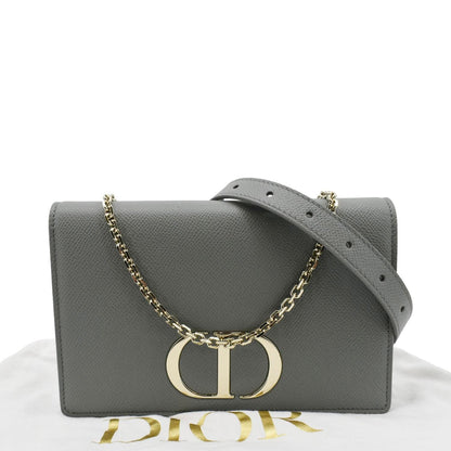 Christian Dior 30 Montaigne 2 In 1 Grained Calfskin Leather Pouch Dark Grey
